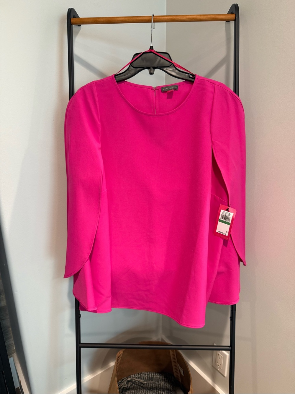 Vince Camuto Hot Pink Split-Sleeve Capelet Blouse NWT